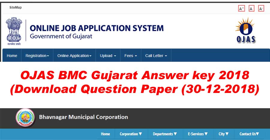 Bhavnagar Municipal Corporation (BMC) OJAS Gujarat Answer key / Question Paper