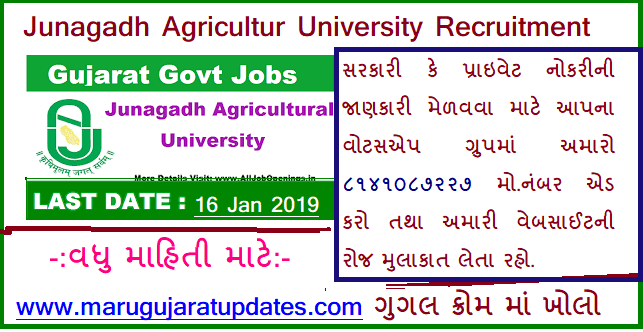 Junagadh Agricultur University Recruitment