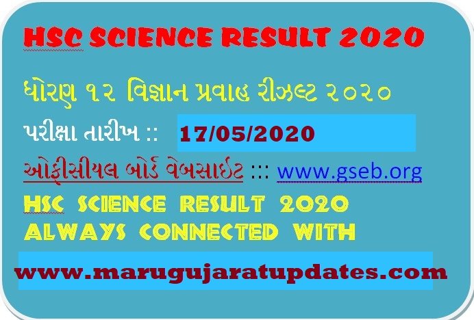 GSEB HSC SCIENCE RESULT 2020/ GSEB 12TH SCIENCE RESULT 2020