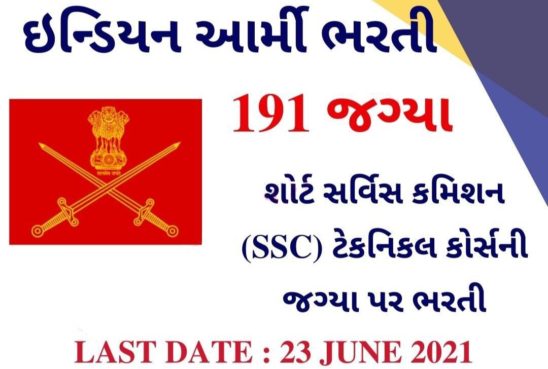 191 Posts - Indian Army Recruitment - 57 Men and SSCW (Tech)- 28 Women Course Oct 2021 (SSC Technical Course Vacancy)