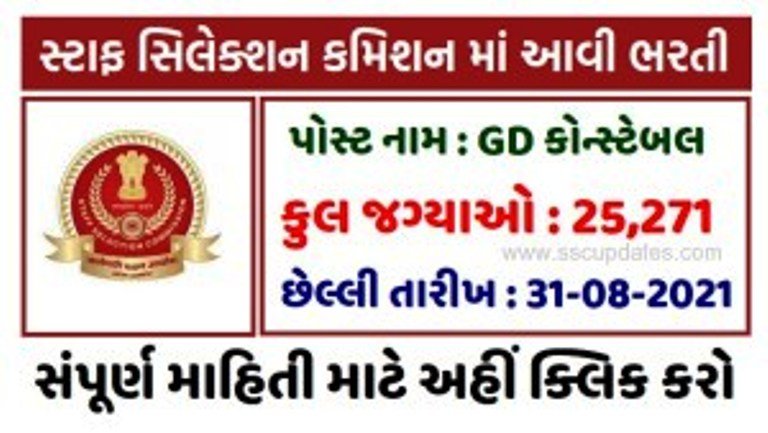 SSC GD Constable Recruitment For 25271 Posts 2021